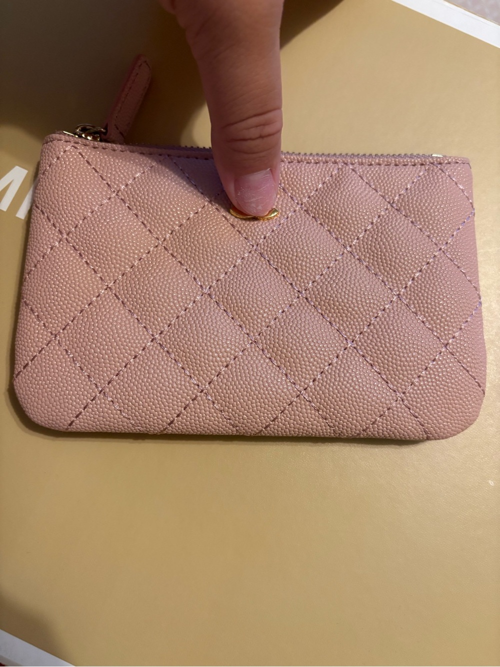 Quilted Pink Leather Wristlet Pouch